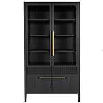 Витрина Primo со стеклянными фасадами и буфетом шпон Черный дуб варинант исполнения - 1 | Loft Concept в Ростове-на-Дону