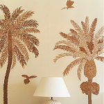 Обои с вышивкой ручной работы Deco Palms Raffia on linen варинант исполнения - 1 | Loft Concept в Ростове-на-Дону