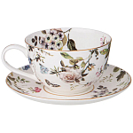 Чайный сервиз из фарфора белый с рисунком цветов на 6 персон 14 предметов Garden Whisper Porcelain Set  варинант исполнения - 1 | Loft Concept в Ростове-на-Дону