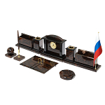 Настольный письменный набор с часами из природного камня обсидиана  Gift for Manager варинант исполнения - 2 | Loft Concept в Ростове-на-Дону