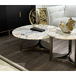 Столик журнальный с круглой мраморной столешницей Unique Stone Design варинант исполнения - 8 | Loft Concept в Ростове-на-Дону