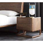 Прикроватный деревянный столик с 2-мя ящиками Moon Walnut Furniture варинант исполнения - 2 | Loft Concept в Ростове-на-Дону