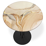 Стол журнальный круглый с бежевой столешницей из стекла Beige Marble варинант исполнения - 2 | Loft Concept в Ростове-на-Дону