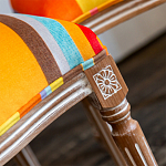 Стул бежевый в разноцветную полоску из натурального бука с изображением птиц и цветов Blooming Birds Colorful Stripes Chair варинант исполнения - 8 | Loft Concept в Ростове-на-Дону