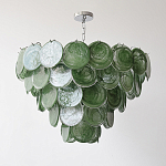 Люстра из зеленых стеклянных дисков с перламутровым эффектом Green Glowing Glaze варинант исполнения - 5 | Loft Concept в Ростове-на-Дону