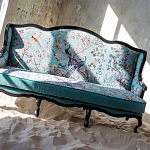 Трехместный диван из натурального бука бирюзовый с изображением птиц и цветов Turquoise Chinoiserie Garden Sofa варинант исполнения - 11 | Loft Concept в Ростове-на-Дону