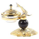 Икорница с декором "Стерлядка на ракушке" с гравировкой на подставке из натурального камня Обсидиан Decorative Cavair Dishes варинант исполнения - 1 | Loft Concept в Ростове-на-Дону