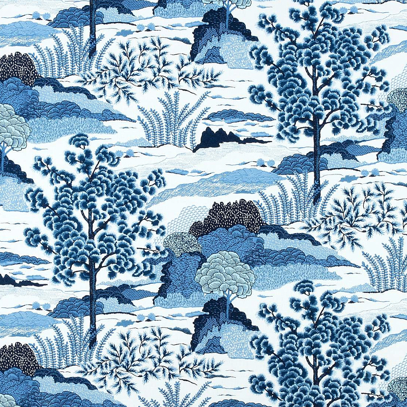 Ткань Blue landscape синий пейзах T3-89  в Ростове-на-Дону | Loft Concept 