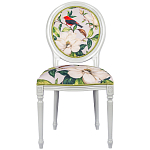 Стул светло-серый из натурального бука с изображением птиц и цветов Blooming Red Birds варинант исполнения - 1 | Loft Concept в Ростове-на-Дону
