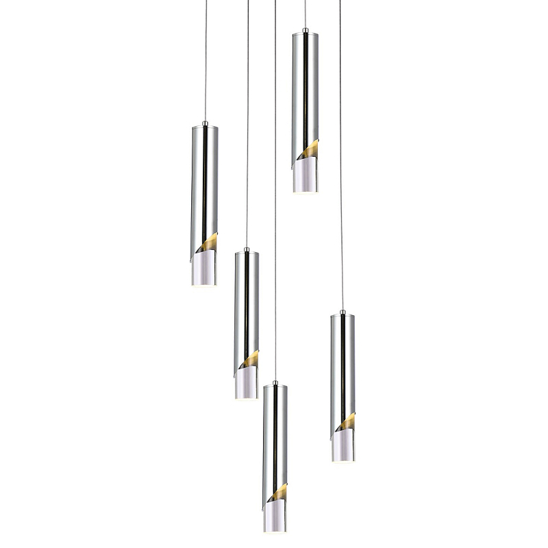   Metal Acrylic Tube Five Chrome Hanging Lamp    -- | Loft Concept 