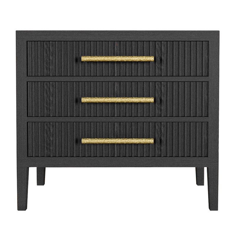 Тумба Primo  с тремя ящиками шпон Черный дуб Черный Золотой в Ростове-на-Дону | Loft Concept 