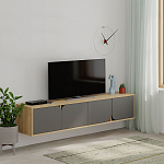 ТВ-тумба подвесная цвета древесины с 4-мя темно-серыми дверцами SPARK TV STAND OAK ANTHRACITE варинант исполнения - 3 | Loft Concept в Ростове-на-Дону