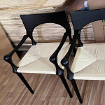 Стул дизайнерский с плетеным сидением Kronos Dining Chair Black варинант исполнения - 2 | Loft Concept в Ростове-на-Дону
