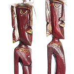 Комплект из 2-х деревянных статуэток Asmat Tall Red Statuettes варинант исполнения - 3 | Loft Concept в Ростове-на-Дону