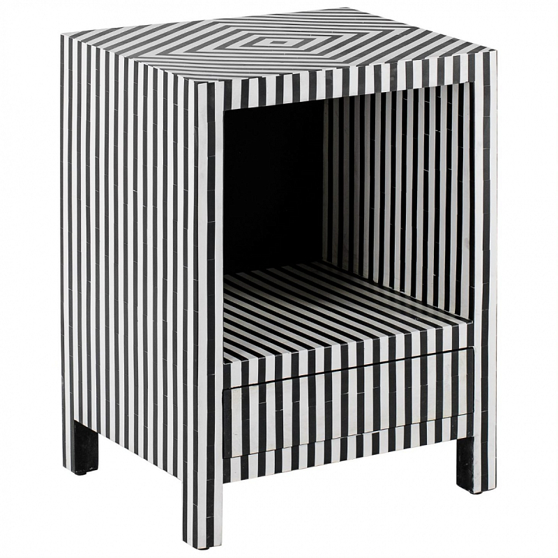  Black&white large storage Indian Bone Inlay nightstand -  -- | Loft Concept 