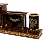 Настольный письменный набор с часами из природного камня обсидиана Royal Set варинант исполнения - 3 | Loft Concept в Ростове-на-Дону