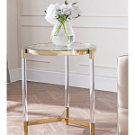 Золотой приставной столик с круглой стеклянной столешницей Weightless Table варинант исполнения - 8 | Loft Concept в Ростове-на-Дону