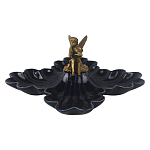 Менажница темно-синяя фарфоровая с бронзовой фигуркой ангела Eden Garden варинант исполнения - 1 | Loft Concept в Ростове-на-Дону