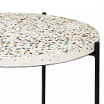 Кофейный столик с круглой разноцветной столешницей на 4-х черных ножках Multicolored Stone Composite варинант исполнения - 2 | Loft Concept в Ростове-на-Дону