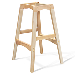 Барный стул со спинкой и подлокотниками на 4-х деревянных ножках Бежевый Велюр Ava Charm варинант исполнения - 3 | Loft Concept в Ростове-на-Дону