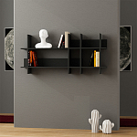 Полка прямая подвесная двухъярусная цвета антрацит BEADS BOOKCASE ANTHRACITE варинант исполнения - 1 | Loft Concept в Ростове-на-Дону