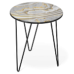 Стол журнальный c круглой столешницей из стекла серого цвета Gray and Gold Marble варинант исполнения - 1 | Loft Concept в Ростове-на-Дону
