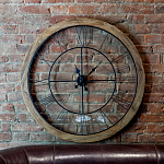 Часы настенные деревянные с римскими цифрами чёрного цвета Clock with History варинант исполнения - 2 | Loft Concept в Ростове-на-Дону