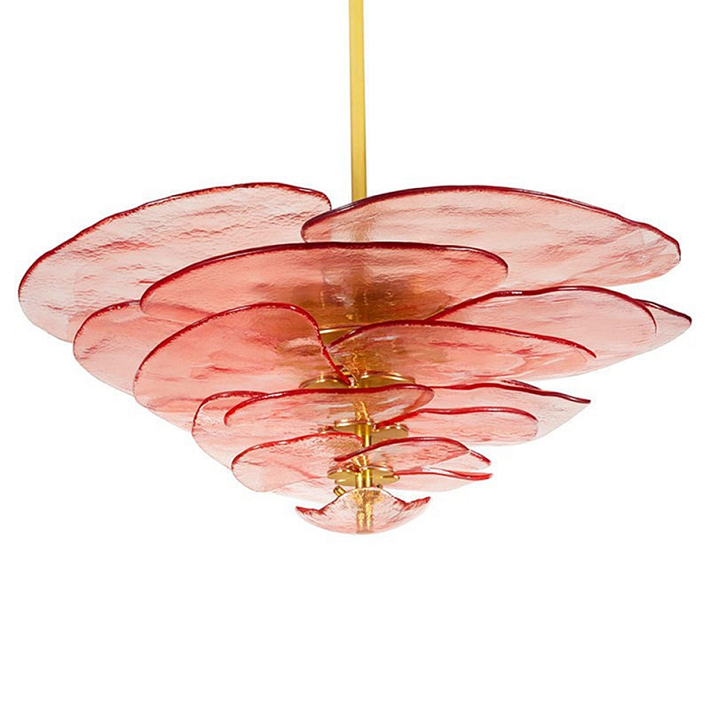 Люстра из розового стекла в форме листьев лотоса Glass Pink Sculpture Розовый в Ростове-на-Дону | Loft Concept 