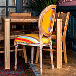 Стул бежевый в разноцветную полоску из натурального бука с изображением птиц и цветов Blooming Birds Colorful Stripes Chair варинант исполнения - 4 | Loft Concept в Ростове-на-Дону