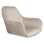 Барный стул со спинкой и подлокотниками на 4-х коричневых деревянных ножках Бежевый Велюр Ava Charm варинант исполнения - 5 | Loft Concept в Ростове-на-Дону