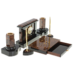 Настольный письменный набор с часами из природного камня обсидиана Royal Stone варинант исполнения - 3 | Loft Concept в Ростове-на-Дону