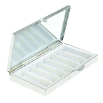 Таблетница карманная прямоугольная на 7 отделений с зеркалом и накладкой из натурального камня Содалит Silver Stone Pillboxes варинант исполнения - 2 | Loft Concept в Ростове-на-Дону