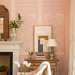 Обои ручная роспись Jharokha Arches Original colourway on pink painted Xuan paper варинант исполнения - 2 | Loft Concept в Ростове-на-Дону