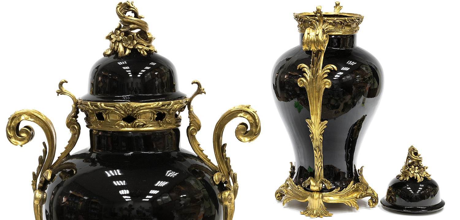 Большая ваза Selenia Black Vase Bronze Patterns Большая ваза Selenia Black Vase Bronze Patterns - Loft-Concept в Ростове-на-Дону