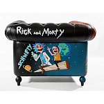 Кресло "Умный Умник" Rick and Morty graffiti chair натуральная кожа  варинант исполнения - 3 | Loft Concept в Ростове-на-Дону