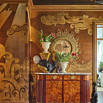 Обои ручная роспись в стиле Арт-деко Deco Dawn Bas Relief on Deep Rich Gold gilded paper варинант исполнения - 2 | Loft Concept в Ростове-на-Дону