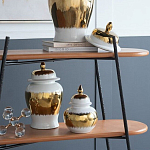 Ваза белая с крышкой и золотистыми фрагментами 24 см Chinoiserie Ceramics варинант исполнения - 4 | Loft Concept в Ростове-на-Дону