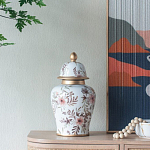 Ваза с нежным цветочным узором в пастельных тонах и крышкой с золотым акцентом Chinoiserie Ceramics варинант исполнения - 5 | Loft Concept в Ростове-на-Дону