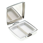 Таблетница карманная квадратная с 2-мя отделениями с зеркалом и накладкой из натурального камня Амазонит Silver Stone Pillboxes варинант исполнения - 2 | Loft Concept в Ростове-на-Дону