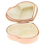 Таблетница карманная в форме сердца с 3-мя отделениями с зеркалом и накладкой из натурального камня Лепидолит Red Gold Stone Pillboxes варинант исполнения - 3 | Loft Concept в Ростове-на-Дону