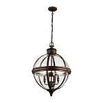 Подвесной светильник бронзового цвета с прозрачным стеклянным плафоном в форме шара в индустриальном стиле на цепи 4 лампы Feiss варинант исполнения - 2 | Loft Concept в Ростове-на-Дону