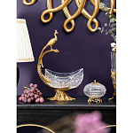 Чаша из прозрачного стекла на бронзовой подставке в виде павлина с рельефным хвостом Eden Garden варинант исполнения - 3 | Loft Concept в Ростове-на-Дону