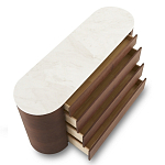 Дизайнерский комод овальной формы с белой столешницей и 4-мя ящиками Gioli варинант исполнения - 1 | Loft Concept в Ростове-на-Дону