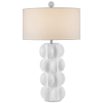 Настольная лампа белая с тканевым абажуром в форме цилиндра Morphing варинант исполнения - 3 | Loft Concept в Ростове-на-Дону