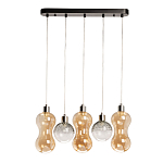Люстра с 3-мя плафонами волнообразной формы цвета янтарь и 2-мя прозрачными шарообразными плафонами Lucid Rain  варинант исполнения - 2 | Loft Concept в Ростове-на-Дону