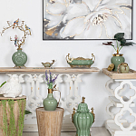 Кувшин зеленого цвета из фарфора с бронзовой крышкой и изогнутой ручкой Eden Garden porcelain and bronze варинант исполнения - 3 | Loft Concept в Ростове-на-Дону