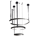 Люстра подвесная с 3-мя кольцами из кожаных ремней черного цвета Half Ring Horizontal  варинант исполнения - 2 | Loft Concept в Ростове-на-Дону