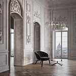 Люстра подвесная круглая с изогнутыми металлическими дугами и ниспадающими цепочками 65 см Atlantis Chain варинант исполнения - 18 | Loft Concept в Ростове-на-Дону