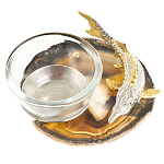 Икорница с декором "Стерлядка" с гравировкой на подставке из натурального камня Агат Decorative Cavair Dishes варинант исполнения - 2 | Loft Concept в Ростове-на-Дону