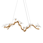 Люстра подвесная линейная с прозрачными стеклянными птичками на ветвях Serip Voa варинант исполнения - 1 | Loft Concept в Ростове-на-Дону